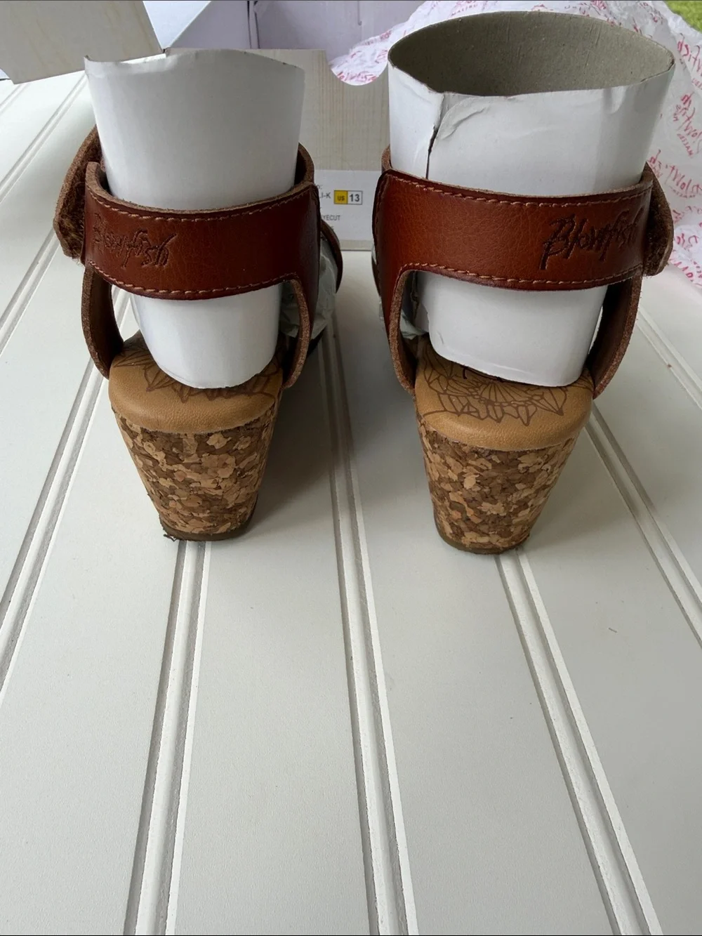 Blowfish Cognac Brown Cork Wedge Sandals